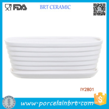 Weiße Keramik Ribbed Tub Design Topf Gartenpflanze Box